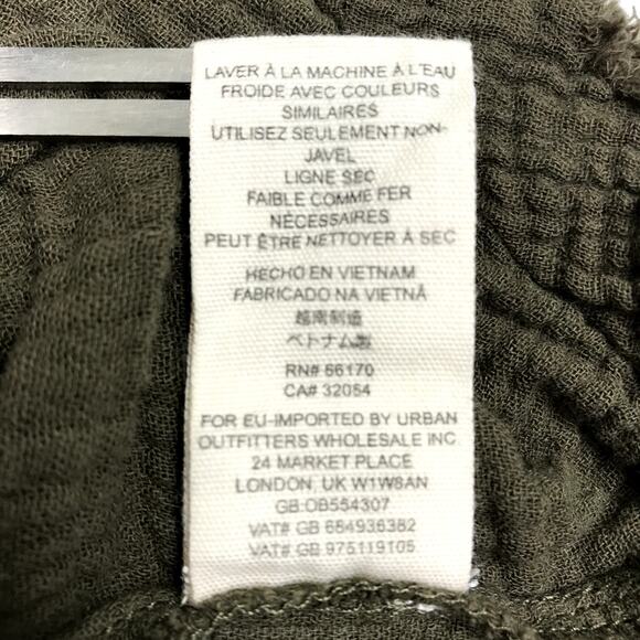 FREE PEOPLE Changing Horizons V Neck Top Sz S Olive Green Gauze Oversize Boho - Picture 11 of 11